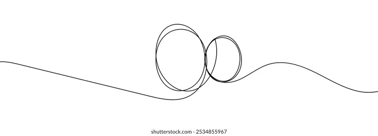 Easter egg bunny line art. Egg line art, Continuous one line drawing of whole egg in shell, Black and white graphics in eps 10.