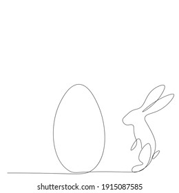 Easter egg bunny line drawing, vector illustration	