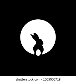 easter egg bunny logo icon vector