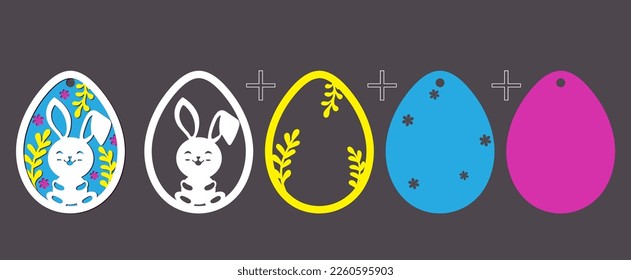 Easter egg with bunny. Multilayer craft, applique