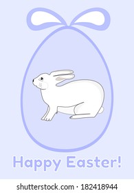 Easter egg with the bunny on a blue background. Vector