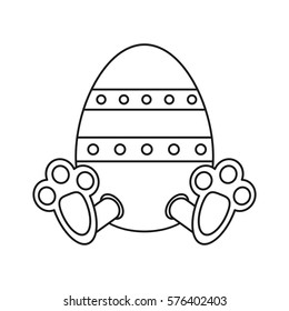 easter egg with bunny paw thin line