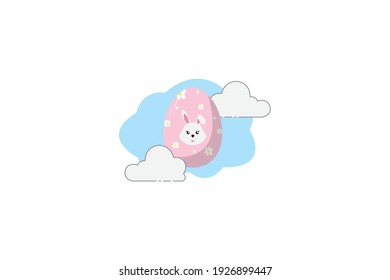 Easter Egg Bunny Pink Cloud Icon