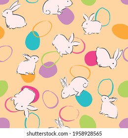 Easter Egg Bunny Seamless Patten. Vector illustration. Great for Easter, birthday, party, gift wrapping, wallpaper, textile and scrapbook 