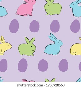Easter Egg Bunny Seamless Patten. Vector illustration. Great for Easter, birthday, party, gift wrapping, wallpaper, textile and scrapbook 
