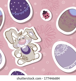 Easter egg and Easter Bunny seamless vector pattern