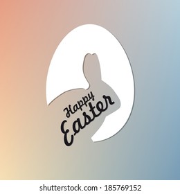 Easter egg with bunny shape, paper cut, easter vector card