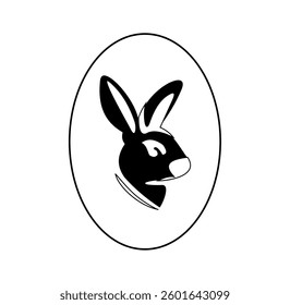 easter egg and bunny silhouette logo isolated on white background