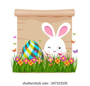 easter egg and bunny of spring with paper