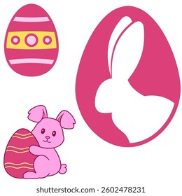 easter egg and easter bunny vector illustration set
