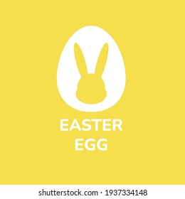 Huevo de Pascua, conejo de Pascua, fondo amarillo, logotipo blanco 