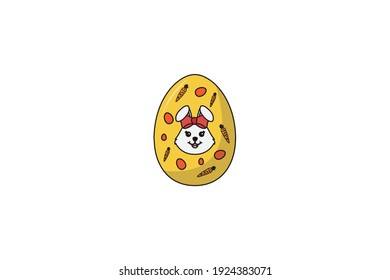 Easter Egg Bunny Yellow Fill Line  Icon