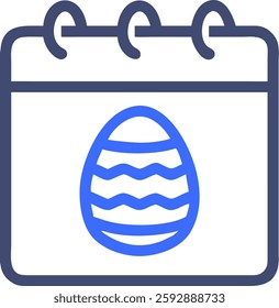 Easter egg with calendar, unique icon design of easter day.vector illustration isolated on white background. 