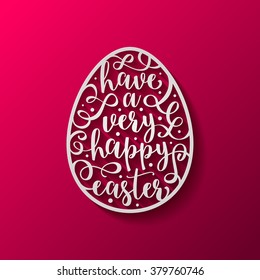Easter egg with calligraphic lettering - Vector greeting card