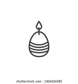Easter egg with candle line icon. linear style sign for mobile concept and web design. Easter egg outline vector icon. Symbol, logo illustration. Pixel perfect vector graphics