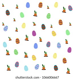 Easter egg  and carrot on white background. vector, cartoon,