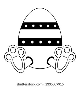 Easter egg cartoon in black and white