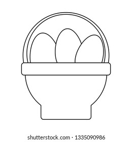 Easter egg cartoon in black and white
