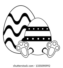 Easter egg cartoon in black and white