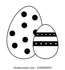 Easter egg cartoon in black and white