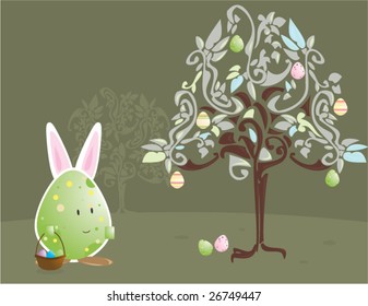 Easter egg character with bunny ears 4 - vector