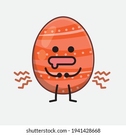Easter Egg Character with cute face, simple hands and leg line art on Isolated Background. Flat cartoon doodle style.