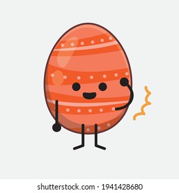 Easter Egg Character with cute face, simple hands and leg line art on Isolated Background. Flat cartoon doodle style.