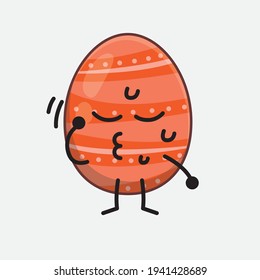 Easter Egg Character with cute face, simple hands and leg line art on Isolated Background. Flat cartoon doodle style.
