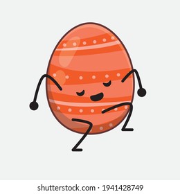 Easter Egg Character with cute face, simple hands and leg line art on Isolated Background. Flat cartoon doodle style.