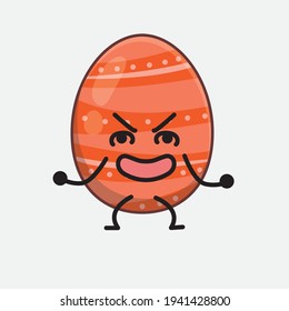 Easter Egg Character with cute face, simple hands and leg line art on Isolated Background. Flat cartoon doodle style.