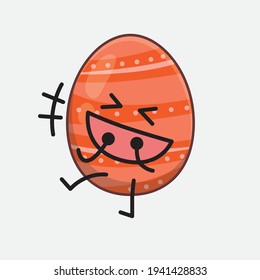 Easter Egg Character with cute face, simple hands and leg line art on Isolated Background. Flat cartoon doodle style.