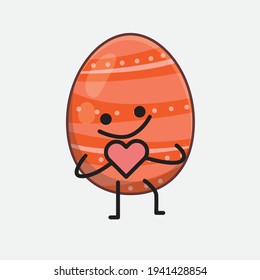 Easter Egg Character with cute face, simple hands and leg line art on Isolated Background. Flat cartoon doodle style.