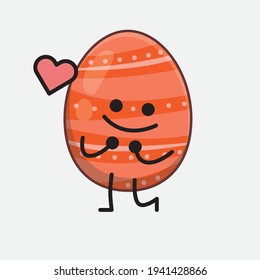 Easter Egg Character with cute face, simple hands and leg line art on Isolated Background. Flat cartoon doodle style.