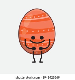 Easter Egg Character with cute face, simple hands and leg line art on Isolated Background. Flat cartoon doodle style.