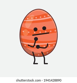 Easter Egg Character with cute face, simple hands and leg line art on Isolated Background. Flat cartoon doodle style.
