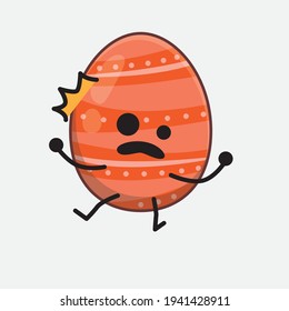 Easter Egg Character with cute face, simple hands and leg line art on Isolated Background. Flat cartoon doodle style.