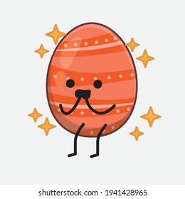 Easter Egg Character with cute face, simple hands and leg line art on Isolated Background. Flat cartoon doodle style.