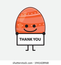 Personaje de Huevo de Pascua con cara linda, manos simples y líneas de piernas en fondo aislado. Estilo de dibujo animado plano.