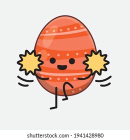 Personaje de Huevo de Pascua con cara linda, manos simples y líneas de piernas en fondo aislado. Estilo de dibujo animado plano.