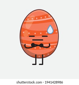 Easter Egg Character with cute face, simple hands and leg line art on Isolated Background. Flat cartoon doodle style.