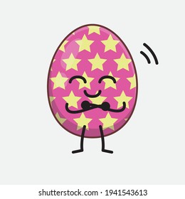 Easter Egg Character with cute face, simple hands and leg line art on Isolated Background. Flat cartoon doodle style.