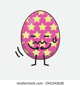 Easter Egg Character with cute face, simple hands and leg line art on Isolated Background. Flat cartoon doodle style.