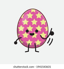 Easter Egg Character with cute face, simple hands and leg line art on Isolated Background. Flat cartoon doodle style.