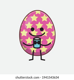 Personaje de Huevo de Pascua con cara linda, manos simples y líneas de piernas en fondo aislado. Estilo de dibujo animado plano.