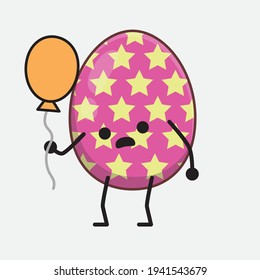 Easter Egg Character with cute face, simple hands and leg line art on Isolated Background. Flat cartoon doodle style.