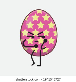 Personaje de Huevo de Pascua con cara linda, manos simples y líneas de piernas en fondo aislado. Estilo de dibujo animado plano.