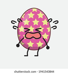 Easter Egg Character with cute face, simple hands and leg line art on Isolated Background. Flat cartoon doodle style.