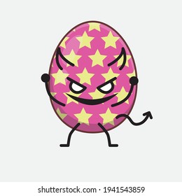 Easter Egg Character with cute face, simple hands and leg line art on Isolated Background. Flat cartoon doodle style.