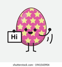 Easter Egg Character with cute face, simple hands and leg line art on Isolated Background. Flat cartoon doodle style.