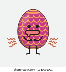 Easter Egg Character with cute face, simple hands and leg line art on Isolated Background. Flat cartoon doodle style.